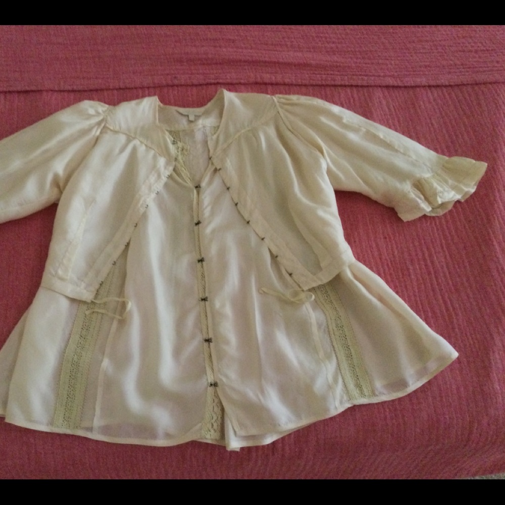 Allsaints Ivory Silk Top Romantic